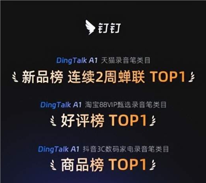 image.png 双11杀出黑马!钉钉AI录音笔DingTalk A1登顶多平台销量榜