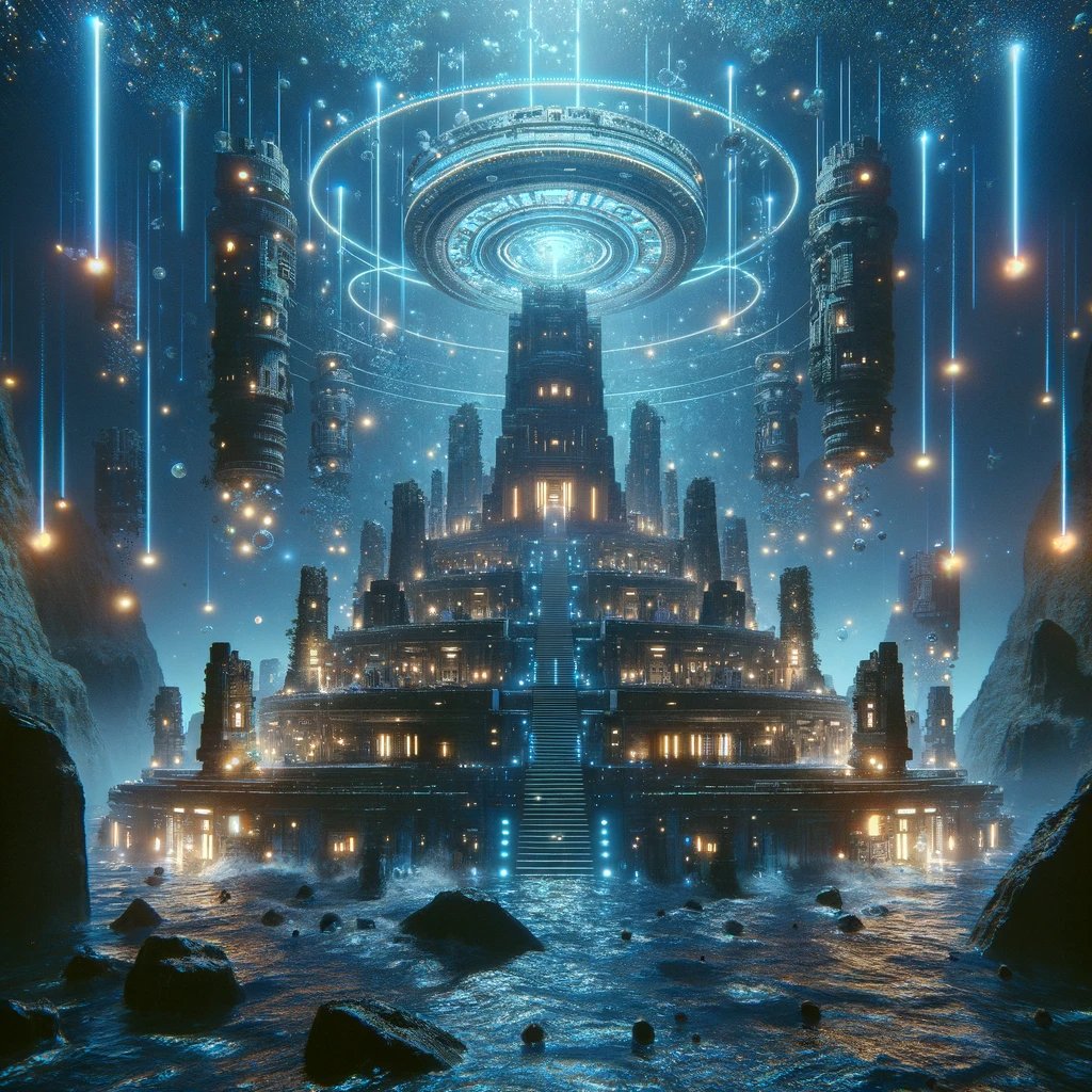 prompt提示词：未来与古代交融，奇幻建筑景观风格的创意之旅