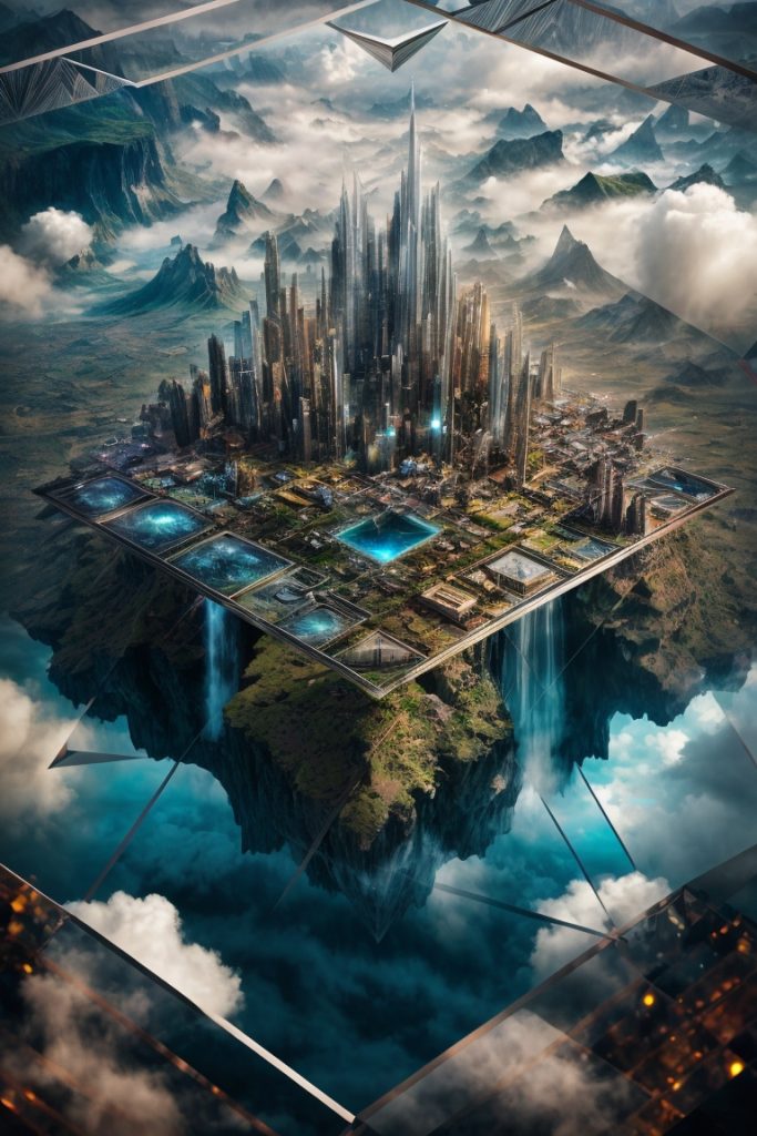 prompt提示词：未来与古代交融，奇幻建筑景观风格的创意之旅