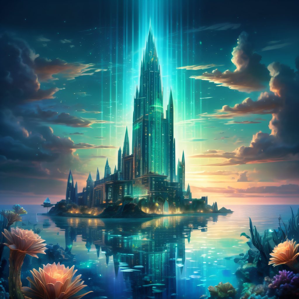 prompt提示词：未来与古代交融，奇幻建筑景观风格的创意之旅