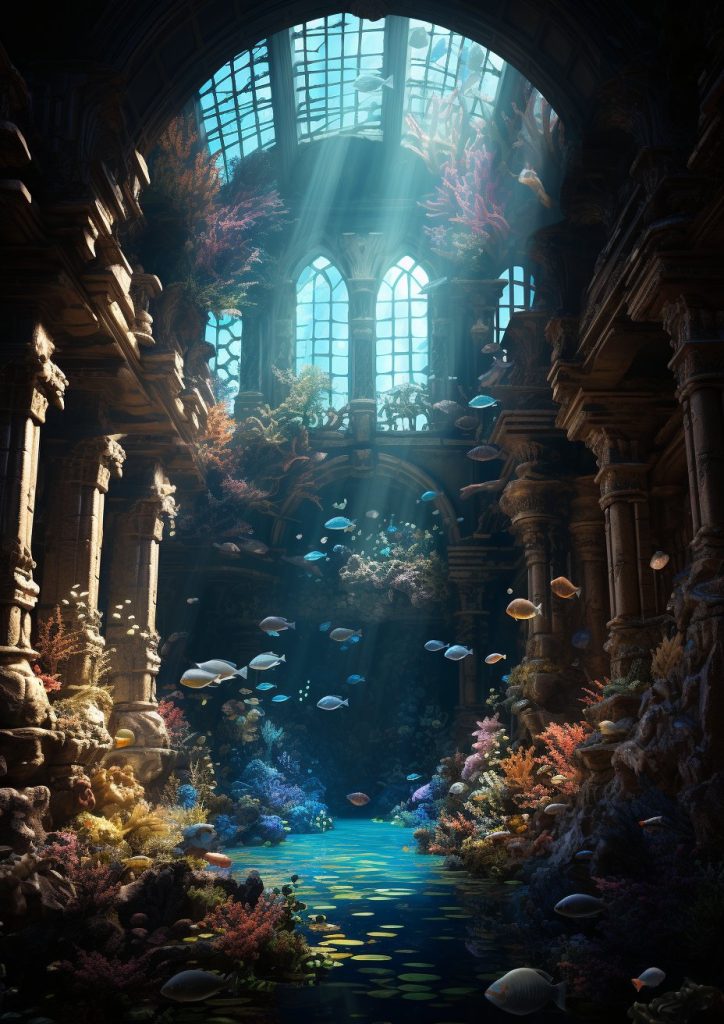 prompt提示词：未来与古代交融，奇幻建筑景观风格的创意之旅