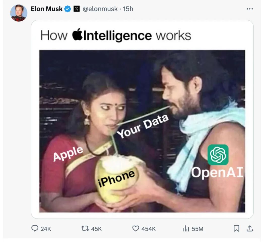 马斯克7条朋友圈狂怼苹果AI!全球最反对者震惊舆论