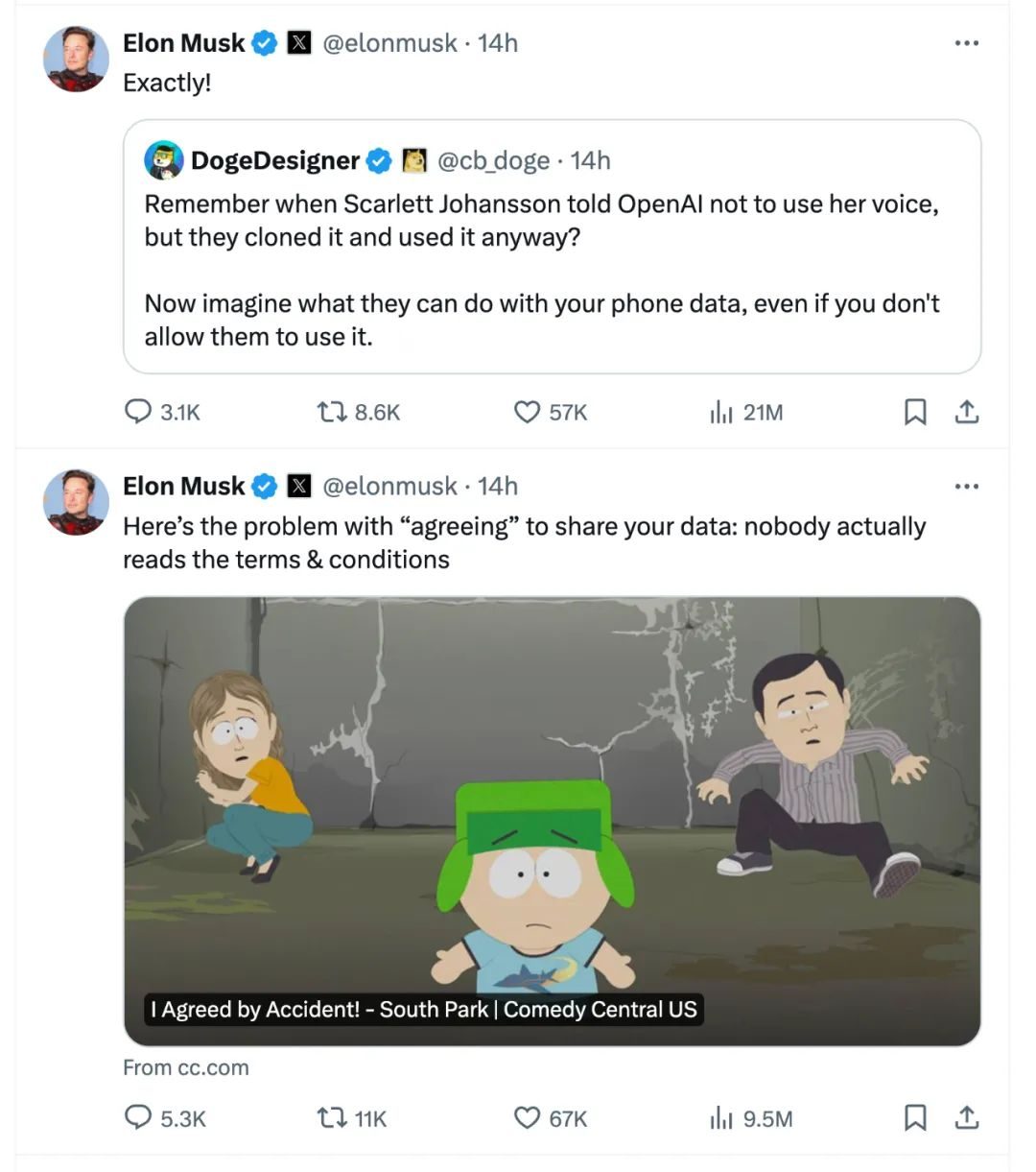 马斯克7条朋友圈狂怼苹果AI!全球最反对者震惊舆论