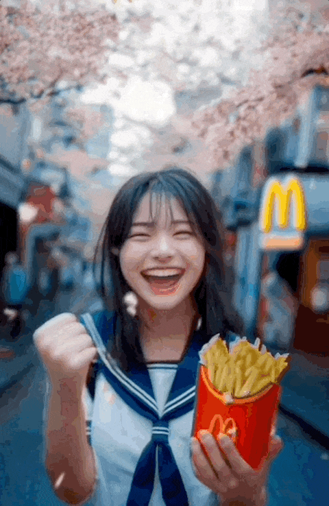 麦当劳AI美女广告火爆 11个AI少女为薯条打call引热议