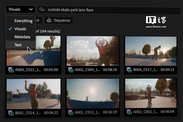 Adobe Premiere Pro新增AI搜索功能：一句话快速找到视频片段