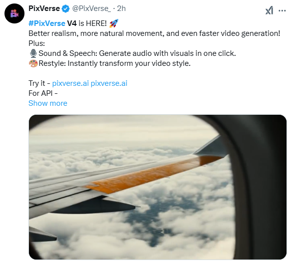 Pixverse推出V4.0更新：同步音效与转绘功能震撼登场