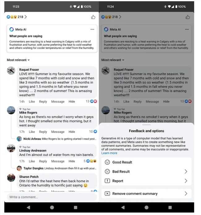 ​Meta在Facebook上测试AI评论摘要功能