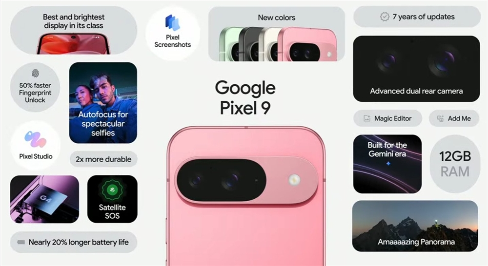 AI加持!谷歌Pixel 9系列手机发布:搭载Tensor G4芯片 支持Gemini