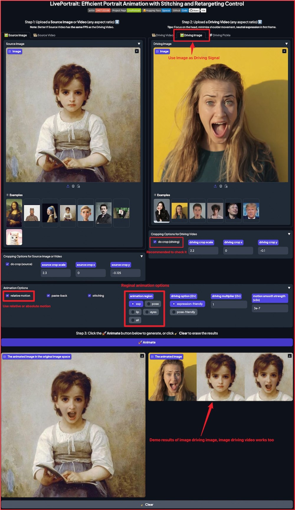LivePortrait更新:支持图像驱动肖像动画和精细区域控制