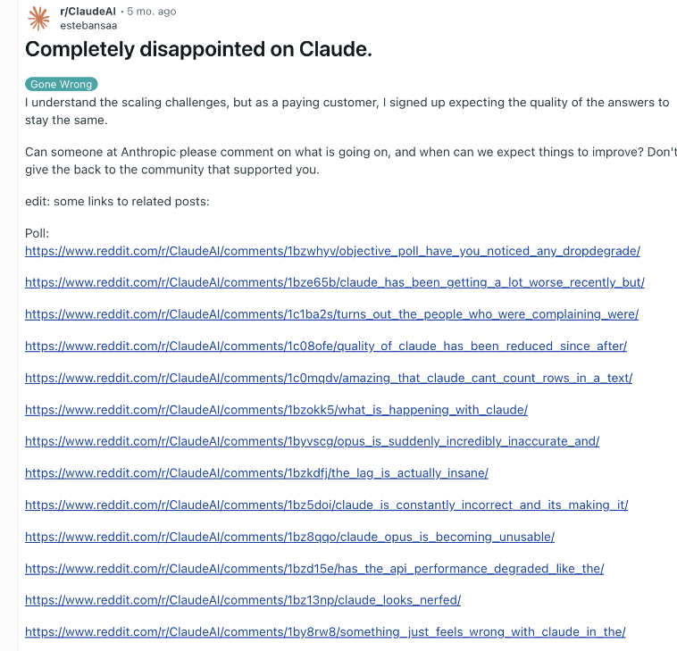 用户抱怨Claude性能下降 Anthropic否认做出任何改变