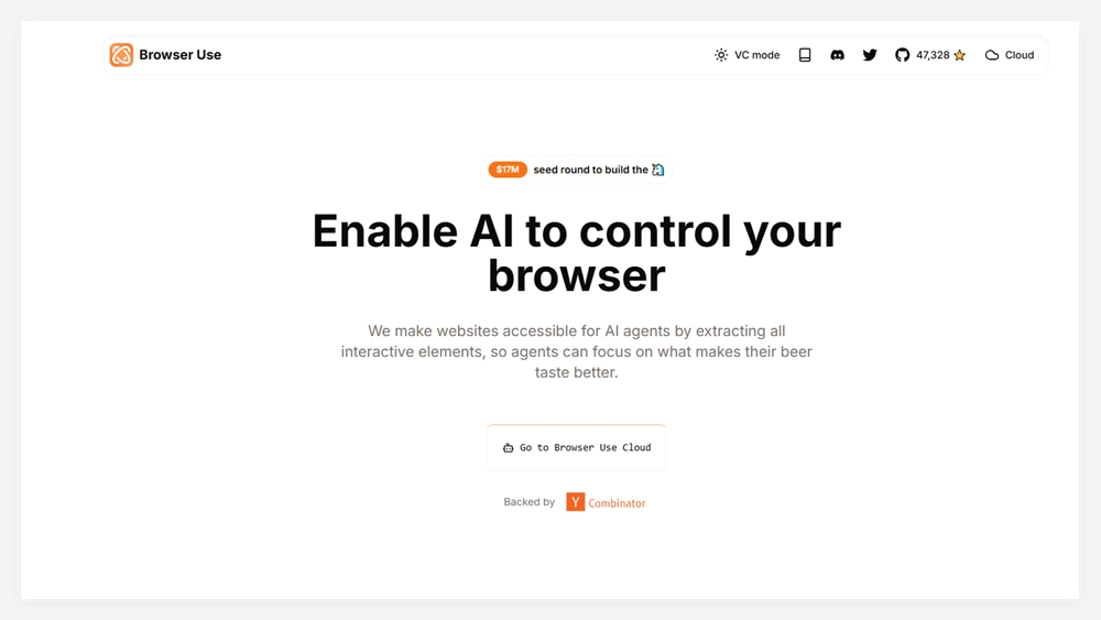Browser Use获巨额融资，全力推进AI代理网页浏览“翻译层”技术研发。