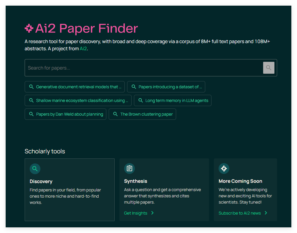 AI版论文搜索Ai2 PaperFinder：输入主题AI自动搜索全部相关论文