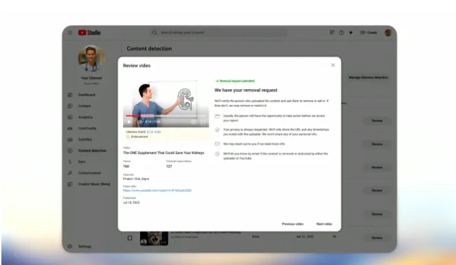 YouTube Studio大升级！AI助手上线，创作者可一键检测盗用面孔