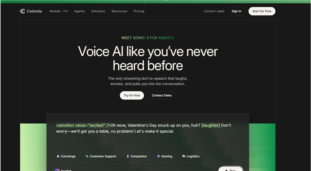 突破性低延迟!Cartesia 推出 Sonic-3语音 AI 引擎:极致拟人化,对话延迟低于100毫秒