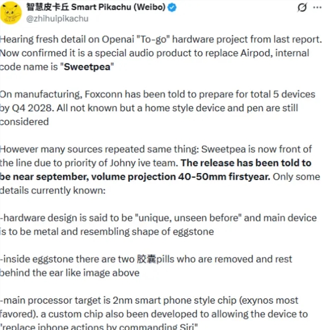 消息称OpenAI 秘密开发代号 “Sweetpea” 硬件对标 AirPods