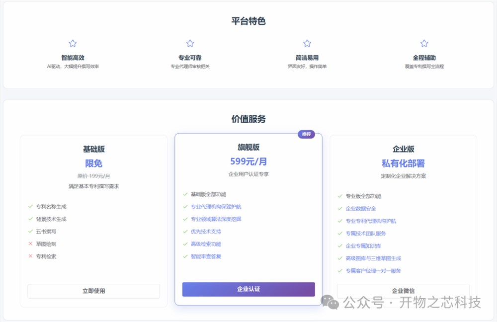 开物之芯团队重磅发布「专其利 AI 专利辅助撰写平台」，30 秒定名、10 分钟出五书！