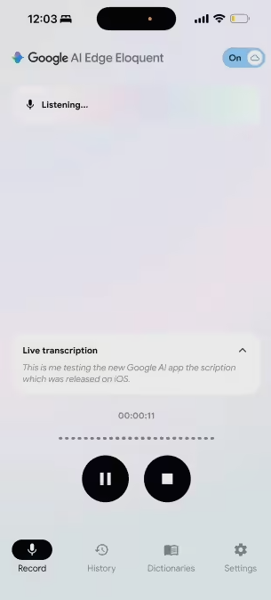 谷歌发布首款离线 AI 听写应用 Eloquent：手机秒变专业速录员