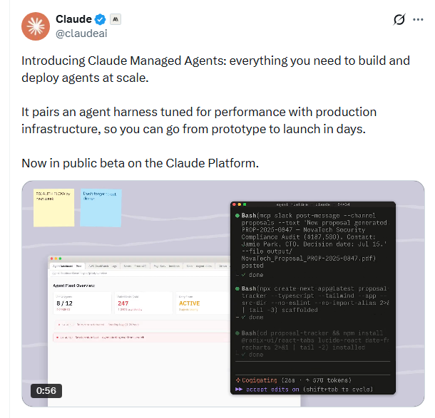 Anthropic 上线 Claude Managed Agents 公测版，一站式解决 AI 代理生产部署