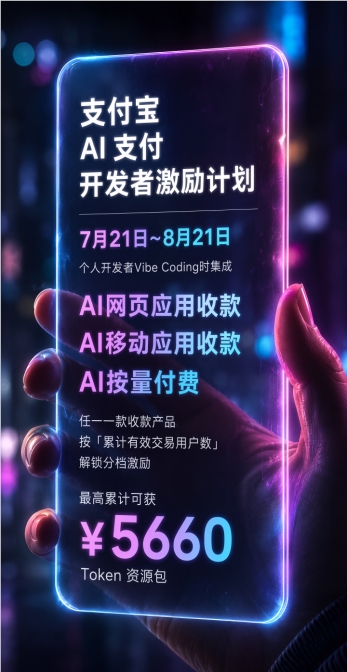 加码个人开发者生态扶持，支付宝升级AI支付开发者激励计划