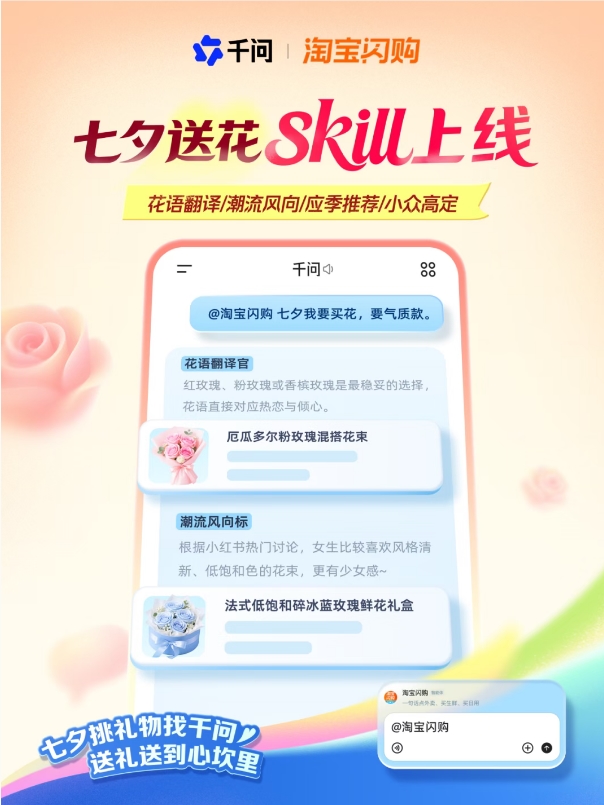 千问APP上线七夕AI送花助手 还能测情侣默契度