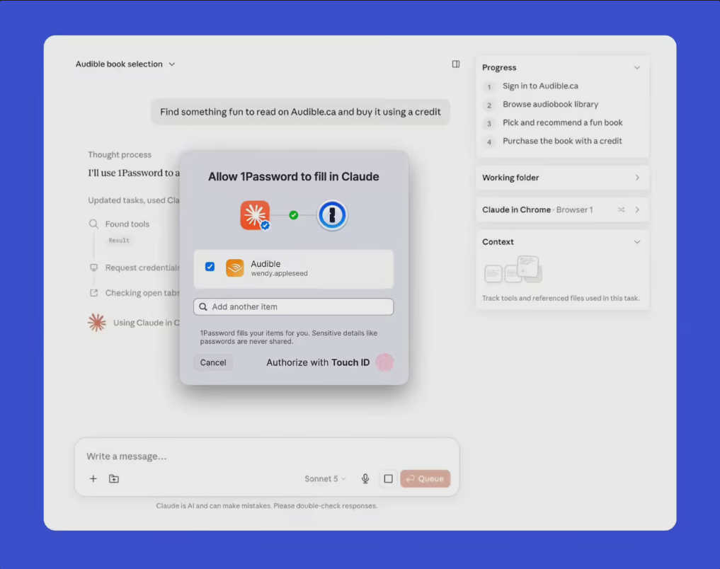 1Password for Claude 上线：AI 交互场景下用户无需手动填写密码